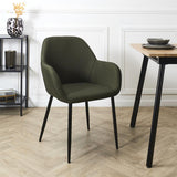 Lot de 2 fauteuils de table en tissu texturé maille 3D kaki - ELECTRON