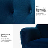 HULALA HOME Fauteuil de lecture confortable, à oreilles, rembourré, avec pieds en métal doré, confortable, en velours, pour salon, chambre à coucher, bleu