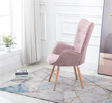 FURNISH1 Fauteuil Salon, Surface de siège en Tissu Rose, Dossier Confortable, Jambes de Tabouret en Bois Massif.