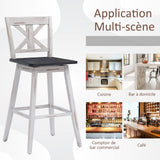 GOPLUS Lot de 2 Tabourets de Bar en Bois d'Hévéa avec Siège Rotatif 360°, Chaise de Bar avec Dossier Confortable, Repose-Pieds, Design Rétro, pour Bar/Cuisine/Café, 51X51X108CM