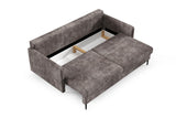LIKMA Canapé 3 Places Mara 209 cm avec Fonction Lit et Coffre de Rangement, Canapé-Lit en Velours Moutarde Fresh 37, Sofa Convertible Moderne, Couchage d'Appoint, Banquette