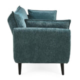 Meubletmoi Canapé 3 Places Convertible en Tissu Doux Bleu Canard avec Pieds en Bois d'Eucalyptus Noir - Hugues