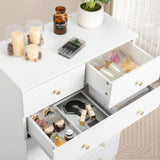 LEADZM Commode Blanche à 5 tiroirs, Meuble Rangement, Commode Chambre, Armoire à tiroirs 66 x 33 x 76cm