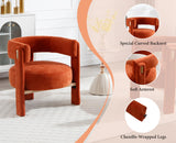 Ya-Home Fauteuil Salon en Bois Fauteuils Confortable avec Coussins Epais Fauteuil en Chenille pour Chambre/Salon, Orange