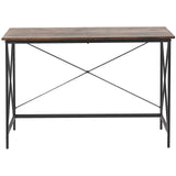 Beliani Bureau Home Office Bois Foncé avec Pieds en Métal Noir 115 x 60 cm Futon