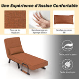 COSTWAY Fauteuil Convertible 1 Place, Fauteuil-Lit Chauffeuse 4-en-1 Dossier Réglable 6 Position, Oreiller, Siège Rembourré, Accoudoirs, Cadre Métal, Canapé-Lit Pliant pour Maison, Bureau (café)