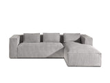 Lisa Design - Canapé d'angle Stella - Canapé 4 Places en Velours Côtelé - Style Contemporain - Fabriqué en Europe - Droit, Gris Clair