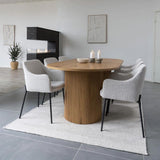 AltoBuy Ankara - Table Repas Ovale Pieds Relief MDF Effet Bois Naturel