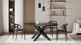 MOBILI FIVER, Table Ronde Extensible Emma, 120-160 cm, Noyer américain, avec Pieds Noirs croisés, pour 4-6 Personnes, Table Extensible pour Cuisine, Salon, Made in Italy