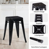 DUHOME Tabouret de Bar Industriel Chaise Salle à Manger Lot de 2 Tabouret Empilables Siège Bistrot Cadre en Métal pour Cuisine Restaurants (Noir, 46cm)