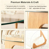 Générique Table Basse, Vintage Ovale Petite Table Basse Pas Cher-Moderne Tables d Appoint, avec Piètement en Bois Massif et Plateau en Verre Trempé, pour Salon, Bureau, 82×65×40cm