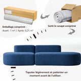 Générique Canapé Modulable en Tissu Compressé, Bleu, 240x102x62cm, Design Artistique Moderne avec Mousse Une Pièce Haute Résilience