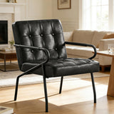 Hellove Fauteuil Salon en Métal, Fauteuil Design Rétro avec Pieds Métalliques Noirs, Chaise Simili Cuir PU avec Accoudoirs et Dossier Confortable Modern pour Salon Chambre, Noir