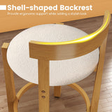 GIANTEX Lot de 2 Tabouret Bar Rembourrés, Repose-Pieds & Dossier Confortable, Pieds en Bois d'Hévéa, Chaise de Bar, Hauteur d'Assise 62 cm, Charge 150 kg, Chaise Haute Cuisine pour Cuisine, Naturel
