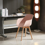 EGGREE Lot de 2 Chaises de Salle à Manger avec Pieds en Bois de Hêtre Massif, Fauteuils Scandinaves Chaise de Salon avec Accoudoirs, Rose Fumé