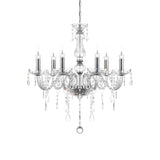 TRY-YEAN Lustre Baroque à 6 Bras Lustre Transparent Cristal K5 Lustre Pampille Suspension Lampe de Plafond avec Chaîne Réglable pour Chambre, Salon, Salle à Manger, Restaurant, E14
