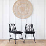 Happy Garden Lot de 2 chaises OKA en rotin synthétique Noires avec Coussins, résistant UV et déperlant