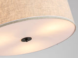 SHRINE Lighting Lustre tambour, suspension tambour pour salle à manger, D50 x H20 cm, chaînes réglables 59″, 3 douilles E27, abat-jour en tissu lin beige et tige noire