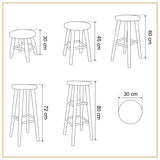 Magnetic Mobel Tabouret en Bois Solide Petit déjeuner pub Bar Cuisine Nouveau hêtre 60 cm (Gris)