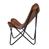 Chaise ARM en cuir marron/Chaise papillon en cuir Décoration de la maison/Présenté par Leder_artesanía