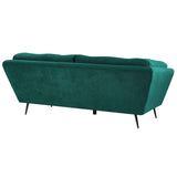 Beliani Canapé 3 Places Rembourré en Velours Vert Foncé avec Piètement Noir et Coussins Capitonnés Très Confortable pour Salon Glamour et Rétro