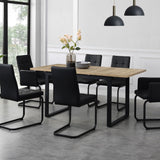 B&D home Table de Salle à Manger Anna, Extensible 120-160 x80 cm 4-6 Personnes Table de Cuisine en Bois avec piétement traîneau Noir pour Cuisine, Aspect chêne sables, 11202-US-EISA-P