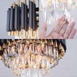 FRIXCHUR Lustre en cristal moderne 15.7 "lustre en cristal noir et or lustre en cristal lustre en cristal à trois couches pour la Chambre principale salon table à manger…