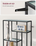 VASAGLE Étagère de Rangement, Bibliothèque, 6 Niveaux, Porte-Plantes, 30 x 80 x 180 cm, Verre Trempé, pour Bureau, Salon, Chambre, Cuisine, Noir Pur LGT502B61