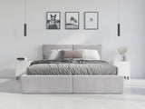 Interbeds Lit rembourré Double avec Coffre sommier Cadre de lit tapissé (Gris, 160x200)