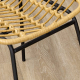 HOMCOM Lot de 2 chaises de Salle à Manger Chaise de Cuisine Design bohème en résine tressée Imitation rotin et piètement métal - 44 x 58 x 85 cm - Jaune