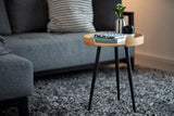 WENKO Petite table basse ronde, table d'appoint bout de canapé bois, pied métal noir, Bois Bambou, Ø 40 x 50 cm