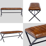 DUHOME Banc à Chaussures, Banc Rembourré avec Pieds en X en Métal Banc Capitonné avec Assise Rembourrée Meuble d’Entrée Tabouret pour Salon, Chambre à Coucher, Couloir,Jaune/Marron