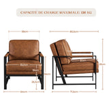 Yaheetech Fauteuil de Salon Moderne Fauteuil d'appoint Design avec Coussins Rembourrés Cadre en métal Fauteuil de Lecture Confortable Marron Clair