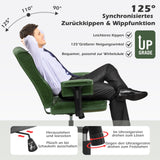 YAMASORO Fauteuil Bureau 150kg Rétro en Cuir Vert avec Roues en Caoutchouc, Chaise de Bureau Ergonomique avec Dossier Haut, Cuir Ciré Oli Vert