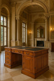 Palazzo Mar033 Bureau de chef de style colonial en acajou massif style ancien avec cuir synthétique 140 cm