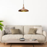bamyum Champion Lampe à Bois Suspension Moderne en Metal de 35 cm, Lustre de Salon, Chambre, Cuisine, Suspension Luminaire Plafonnier, Éclairage de Plafond, Lampe Suspendue Tono Cuivre
