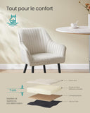 SONGMICS Chaise Salle à Manger, Chaise de Cuisine, Fauteuil en Velours, Rembourrée, avec Accoudoirs, Charge Max. 120 kg, Pieds en Métal, pour Salle à Manger, Beige Cappuccino et Noir d'Encre LDC087W01