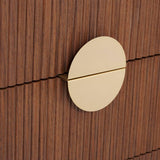 Atmosphera - Commode Wany – 4 Tiroirs Effet Noyer – Meuble de Rangement Design avec Façades Cannelées et Poignées Dorées – Bois Marron – 80x40cm
