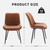 Lot de 2 Chaise Salle à Manger en vrai cuir,Chaise de cuisine Scandinave avec Siège rembourrée & Pieds en métal,Chaise à manger sans accoudoirs pour Salle à Manger,Cuisine,Salon(87X61X54CM,Brun)