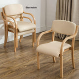 Chaise de salle à manger empilable avec accoudoirs, chaises d'appoint modernes en cuir PU, cadre en bois, bureau d'invités de club, chaise à accoudoir simple