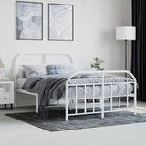 Capwee Lit 120x190 cm Cadre de lit en métal Lit Double en Métal pour Adultes-Blanc-120 x 190 cm-avec tête de lit et Pied de lit