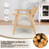COSTWAY Chaise d'Appoint en Velours Côtelé, Chaise de Loisirs d'ntérieur avec Siège Rembourré et Dossier en Rotin, Fauteuil Rembourré en Bois d'Hévéa, pour Chambre, Salon, Bureau, Naturel