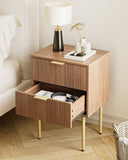HEYZOEY Table de Chevet Bois avec 2 tiroirs, Moderne, Style bohème, pour Chambre à Coucher, Salon, Noyer