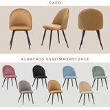 Albatros Capo Lot de 4 chaises de salle à manger avec housse en velours Marron – Design vintage élégant avec housse en velours – Chaise rembourrée certifiée SGS – Chaise de cuisine moderne