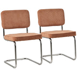 Happy Garden Lot de 2 chaises Cantilever Maria en Velours côtelé Terracotta, Rembourrage Mousse, Structure en Acier Gris - Design Moderne, Allure Vintage, chaises Table à Manger, Bureau et Chambre