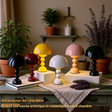 Lampe de table sans fil, lampe de chevet rechargeable à commande tactile et variable en 3 couleurs, lampe portable à pile en forme de champignon pour table de nuit, cuisine, bureau, décoration