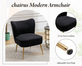chairus Chaise de Salon en Velours Fauteuil de Chambre Comfortable Chaise Rembourrée Canapé 1 Place (Noir- 1 Piece)