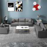 KIBONCY 3-Seater Modern Sofa, Soft Leather Upholstered Couch with Detachable Pillows, Low-Saturation Color with Integrated Armrests, Easy-to-Clean(E,200cm)