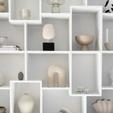 Mobili Fiver, Bibliothèque M Iacopo (160,8 x 236,4 cm), Frêne Blanc, Étagère Bibliothèque pour Salon, Bureau, Made in Italy