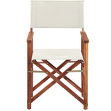 2 Chaises Fauteuils Metteur en Scène Pliantes en Bois Acacia Naturel avec Accoudoirs et Assise Blanc Cassé pour Jardin Extérieur Boho
